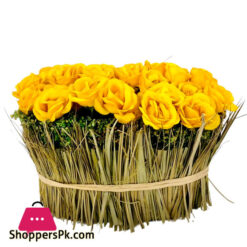 Artificial Flower Arrangement Yellow  Rose Bouquet