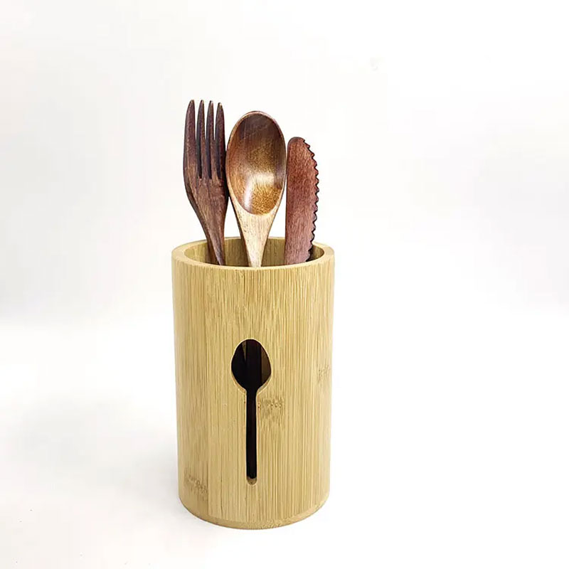 Bamboo Caddy Kitchen Cutlery Holder Organizer For Spoons Knives And Forks