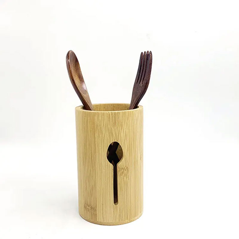 Bamboo Caddy Kitchen Cutlery Holder Organizer For Spoons Knives And Forks