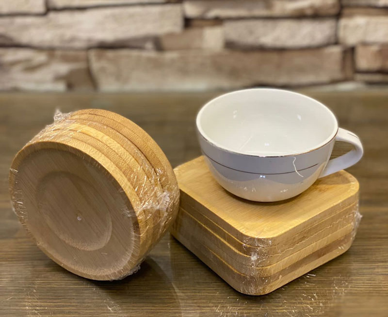 Bamboo Wood Coaster Durable Heat-Resistant Set Of 6