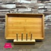 Bamboo Wood Rectangular Serving Tray With Handle 14.5 X 10 Inch