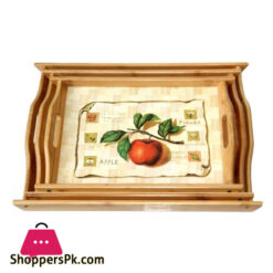 BAMBOO WOODEN TRAYS SET OF 3