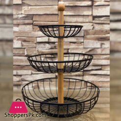 BINCA Triple Metal Fruit Bowl Kitchen Container 3 Levels Fruit Basket