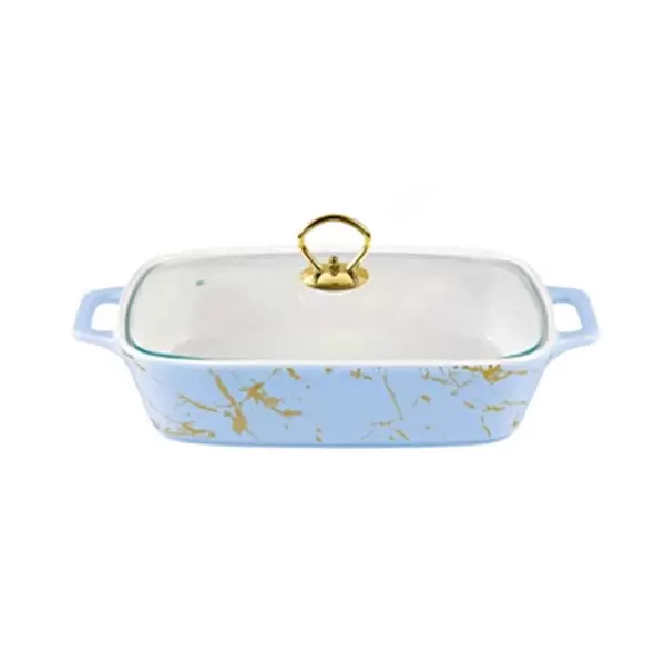 Brilliant Ceramic 12 Inch Rectangular Dish With Glass Lid