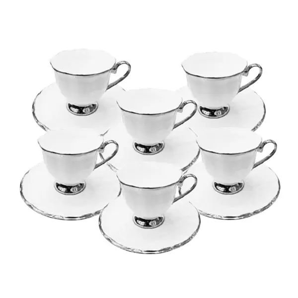 Brilliant Ceramic 6 Piece Tea Cup &Amp; Saucer