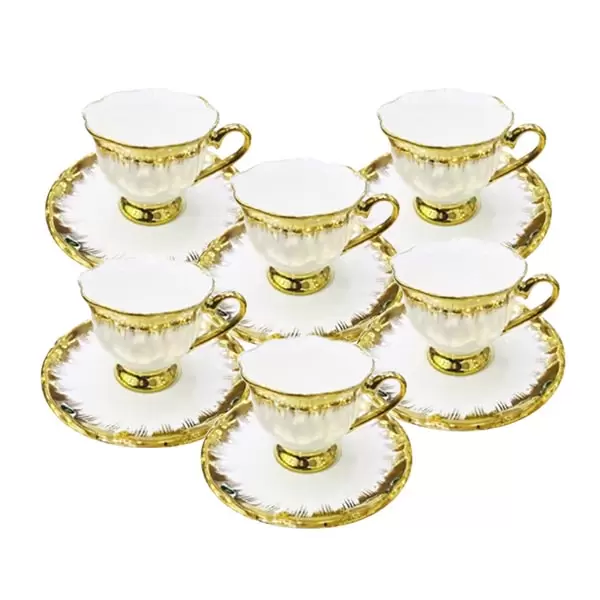 Brilliant Ceramic 6 Piece Tea Cup &Amp; Saucer