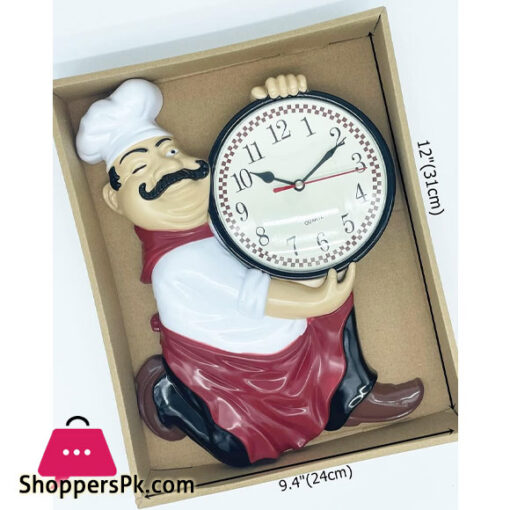 Chef Decorative Wall Mounted Clock for Kitchen Dinning Hall Restaurant Cafe