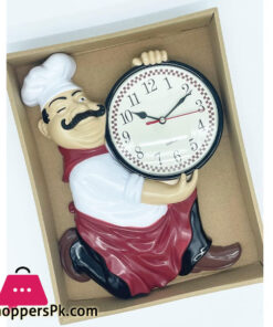 Chef Decorative Wall Mounted Clock for Kitchen Dinning Hall Restaurant Cafe