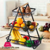 Countertop Metal Fruit Vegetable Basket 3-Layer Standing Bread Fruit Vegetable Storage Rack, With Wooden Handle For Kitchen Storage