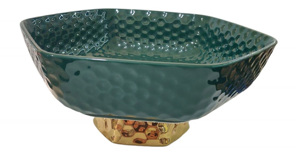 Ceramic Fruit Bowl Golden Bottom Star Shape 10 Inch 6 Ceramic Fruit Bowl Golden Bottom Star Shape 10 Inch