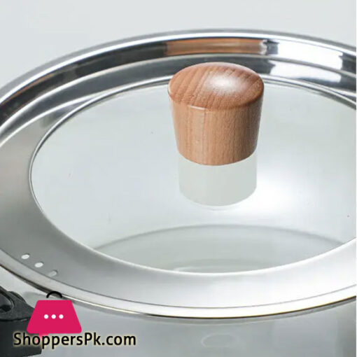 Borosilicate Glass Casserole Cooking Pot with Wooden handle Pyrex Glass Fireproof 3.5Liter