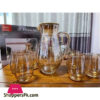 Gold Glass Water Set Jug And Glasses Jug 2 Ltrs With 6 Glass