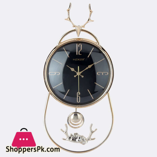 Golden Deer Head Pendulum Wall Clock Black or White Dial