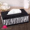 Home Decor Pu Leather Tissue Box Cover Rectangular Tissue Box Holders Black And White Zebra