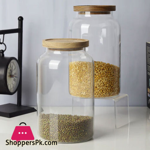 Kitchen Storage Airtight Jars Canister With Wooden Lid 2000ml
