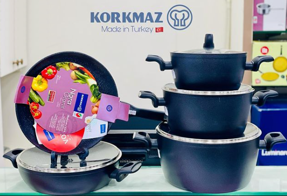 Korkmaz Nora Granite Cookware Set 9Pcs Turkey Made