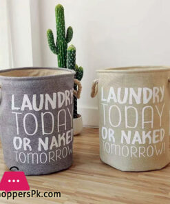 Laundry Basket with Durable Rope Handle Waterproof Round Cotton Linen Collapsible Storage Basket Laundry Hamper