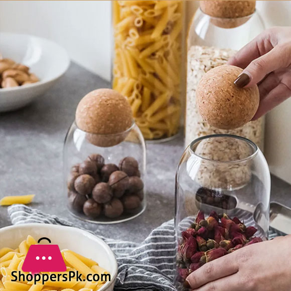 Lead-Free Glass Jar 4 Pieces Cork Ball Jar Set 7 Lead-Free Glass Jar 4 Pieces Cork Ball Jar Set - Image 5