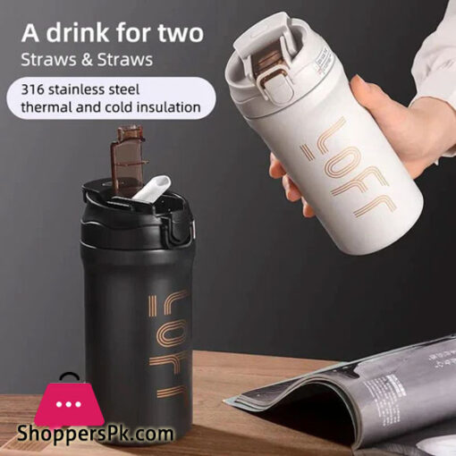 LOFT Free Stainless Steel Vacuum Ceramic Double Drinking Cup 600ml
