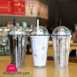 New Design 450ml Double Plastic Astronaut Water Bottle Tumbler Straw for Gift