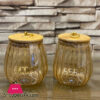 New Gold Airtight Jars With Bamboo Top Material Glass - 650Ml 1Pcs