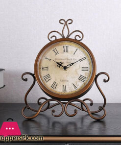 Retro Clock Mute Desk Clock Home Living Room Bedroom Decoration Desk Clock Desktop Ornaments Small Desk Clock 11.02 Inches Table Clock