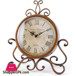Retro Clock Mute Desk Clock Home Living Room Bedroom Decoration Desk Clock Desktop Ornaments Small Desk Clock 11.02 Inches Table Clock