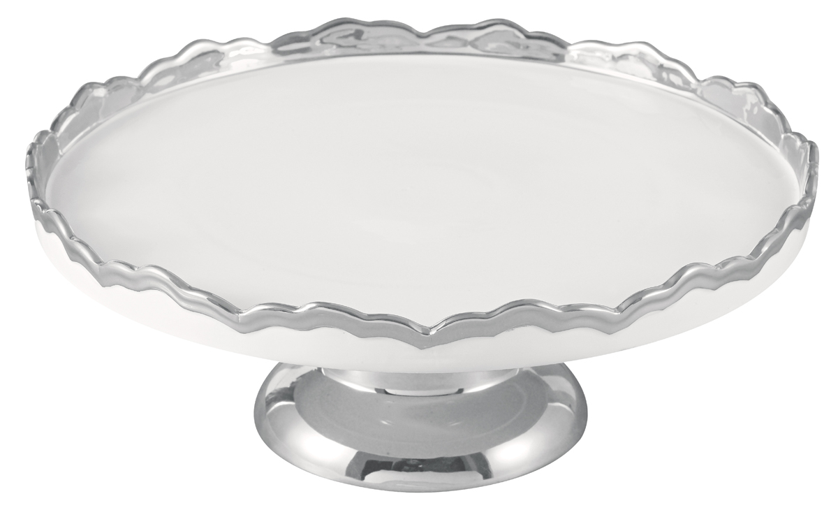 Royal Elegant Cake Platter Golden &Amp; Silver Best For Cake Presentation / Beautiful Footed Cake Dish With Edges