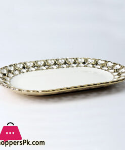 Royal Elegant Serving Platter Golden &Amp; Silver Border With Embossed Design Beautiful Dessert Candy Platter 9 Royal Elegant Serving Platter Golden &Amp; Silver Border With Embossed Design Beautiful Dessert Candy Platter - Image 2