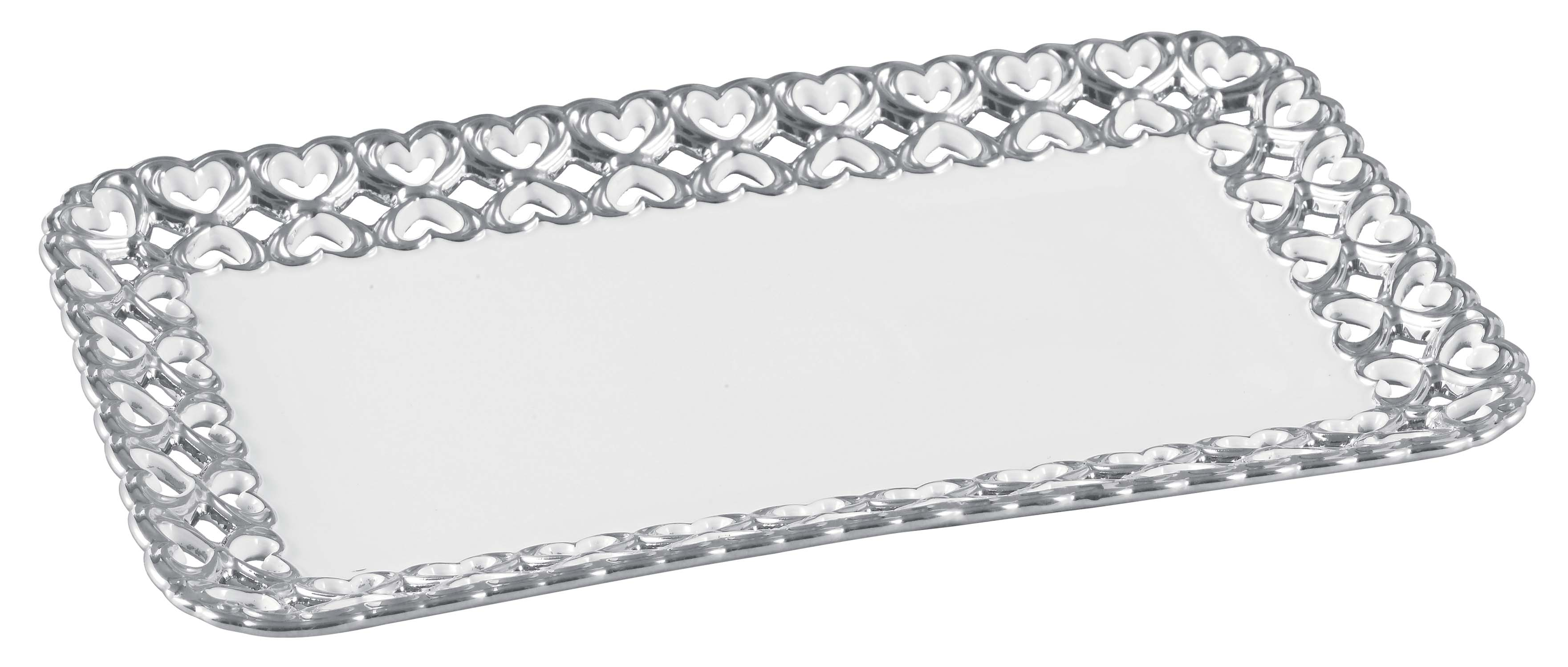 Royal Elegant Serving Platter With Embossed Edges &Amp; Golden Silver Design Beautiful Serving Dish For Desserts &Amp; Candies.