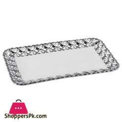 Royal Elegant Serving Platter With Embossed Edges &Amp; Golden Silver Design Beautiful Serving Dish For Desserts &Amp; Candies.