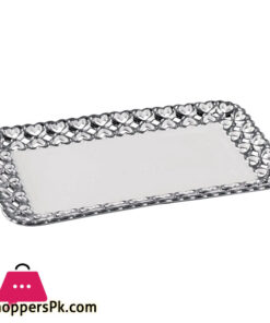 Royal Elegant Serving Platter With Embossed Edges &Amp; Golden Silver Design  Beautiful Serving Dish For Desserts &Amp; Candies. - Image 2