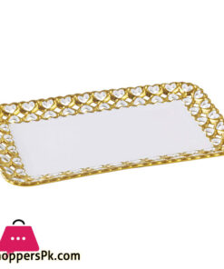 Royal Elegant Serving Platter With Embossed Edges & Golden Silver Design  Beautiful Serving Dish for Desserts & Candies.