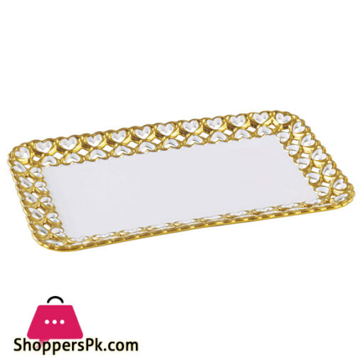 Royal Elegant Serving Platter With Embossed Edges & Golden Silver Design Beautiful Serving Dish for Desserts & Candies.