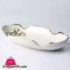 Royal Elegant Serving Platter With Embossed Golden Flower Inside - Material Ceramic - Size 13.8 Inch - Beautiful Serving Platter - Oval