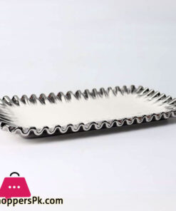 Royal Serving Platter Frilled Edges With Golden &Amp; Silver Borders - Beautiful Dish For Desserts &Amp; Candies - Super Quality Ceramic Platter 9 Royal Serving Platter Frilled Edges With Golden &Amp; Silver Borders - Beautiful Dish For Desserts &Amp; Candies - Super Quality Ceramic Platter - Image 2