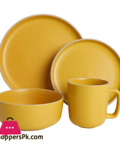 Shoppers Basics Stoneware Breakfast Set Dinnerware Set Sunshine Yellow 16 Piece Service for 4