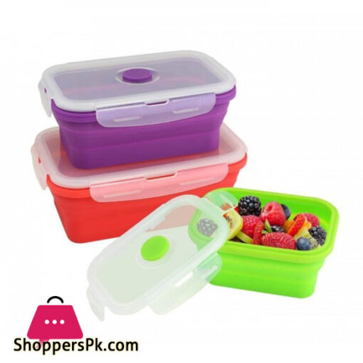Silicone Collapsible Food Storage Containers with BPA Free Airtight Plastic Lids