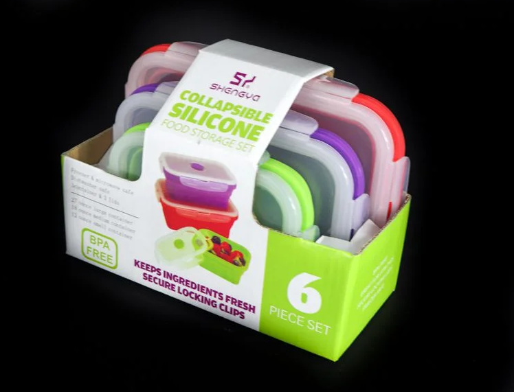 Silicone Collapsible Food Storage Containers With Bpa Free Airtight Plastic Lids