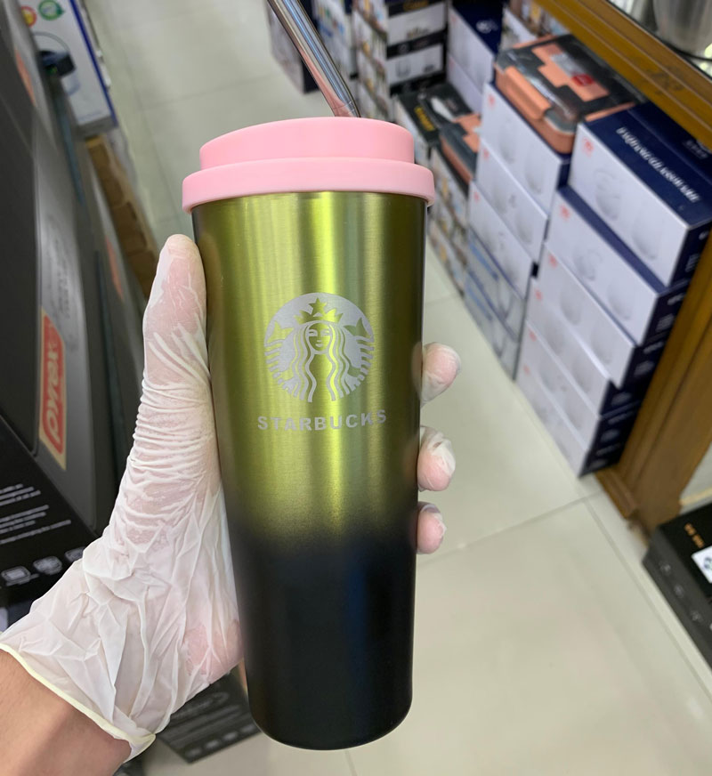 Starbucks Tumblers With Straw And Lid Stainless Steel Mug Spill Proof 2 In 1 Colour Coffee Cup 500 Ml Capacity