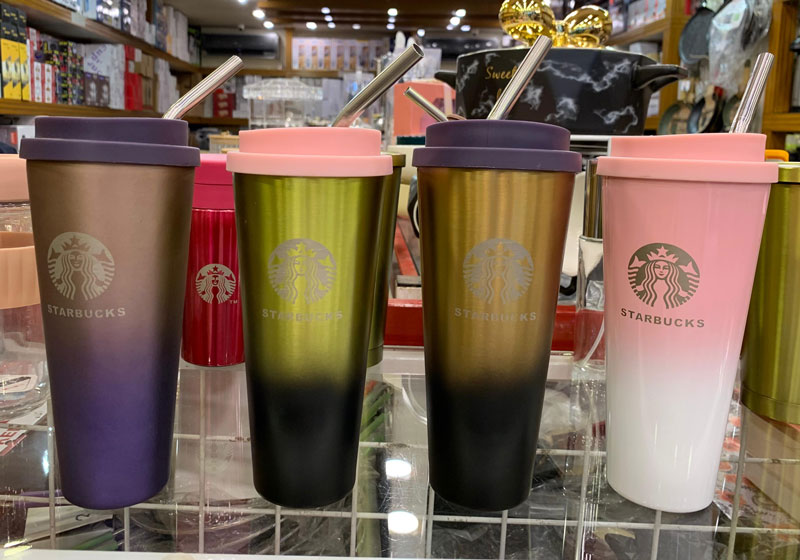 Starbucks Tumblers With Straw And Lid Stainless Steel Mug Spill Proof 2 In 1 Colour Coffee Cup 500 Ml Capacity