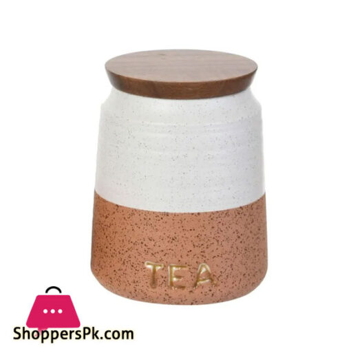 Stoneware Sugar Tea Coffee Modern Jar Wooden Lid