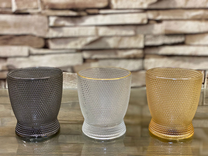 Textured Glasses Golden Smoke Set Of 6 Golden Line