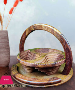 Wooden Dry Fruit Collapsible Basket Handcrafted Sheeshum Wood