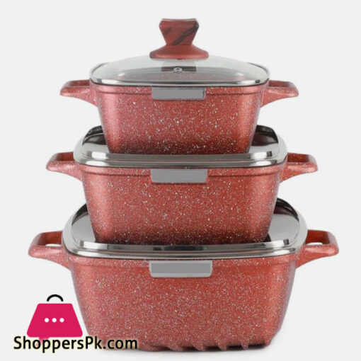 YUMME Smile 6 Pc Cookware Set Granite Coated Set of 6