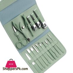 16pcs set Nail Cutter Set Stainless Steel Nail Clippers Set With Folding Bag Cutter Kits Scissors Makeup Beauty Tool