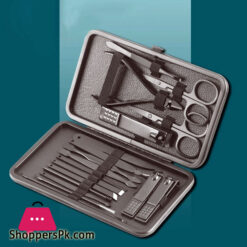 18 Pcs Nail Clipper Set Classic Black Travel Professinal Stainless Steel Beauty Kits Face Hand Foot Care Tools Home