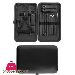 18 Pcs Nail Clipper Set Classic Black Travel Professinal Stainless Steel Beauty Kits Face Hand Foot Care Tools Home