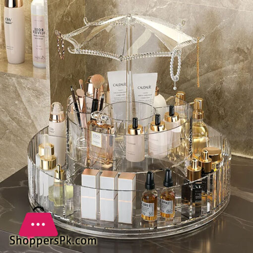 1Pc Cosmetics Storage Box, 360° Rotating Cosmetics Storage Box, Umbrella Design Acrylic Makeup Organizer, Light Luxury Desktop