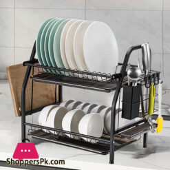 2 Tier Dish Rack Kitchen Shelf Organiser Black
